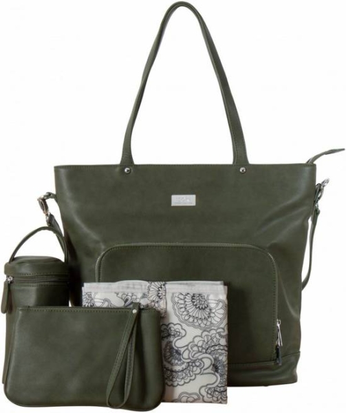 Isoki nursery bag diaper bag Nappy Tote Khaki Army Green Online Offer at PLUSTOYS